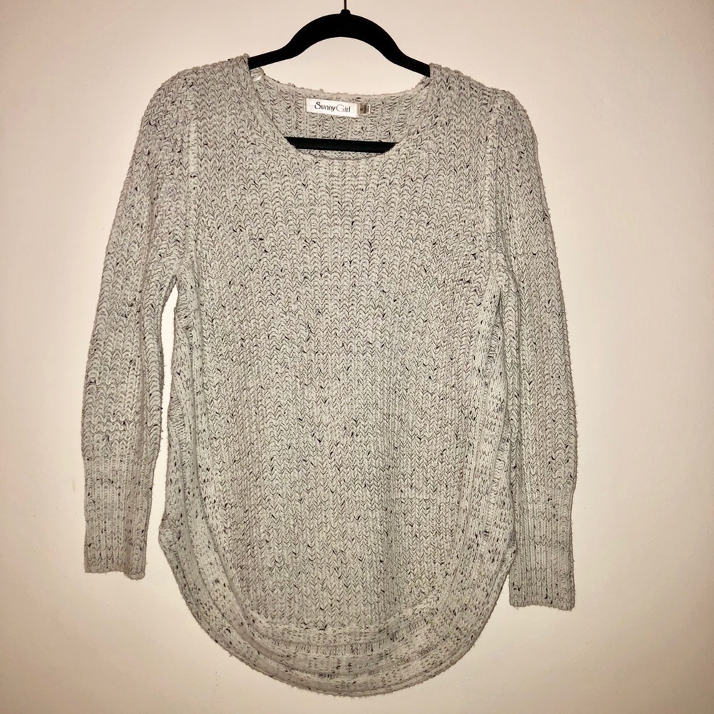 Marled Long Grey Knit Sweater